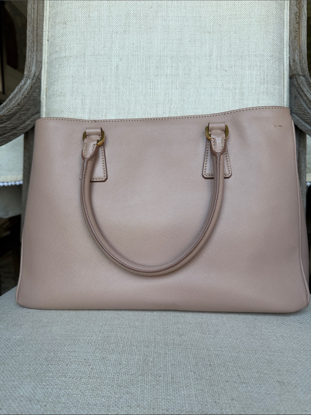 Prada Taupe Saffiano Leather Double-Handle Galleria Tote - Picture 3 of 8